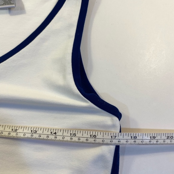 Bloomingdale’s Sutton Studio White V Neck Tennis Dress Blue - Picture 5 of 7